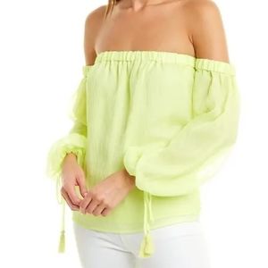 Vince Camuto Off The Shoulder Tassel Neon Top